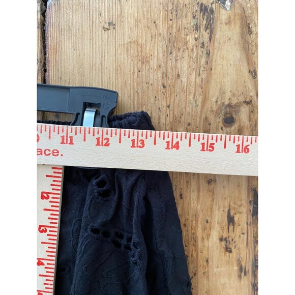 H&M Womens Black Eyelet Midi Skirt Cotton Elastic Waist Floral S 100% Cotton - Picture 7 of 8